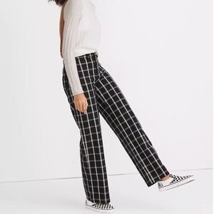 NWT Madewell Slim Emmett Wide-Leg Windowpane Pants | 27 | Black | MB440